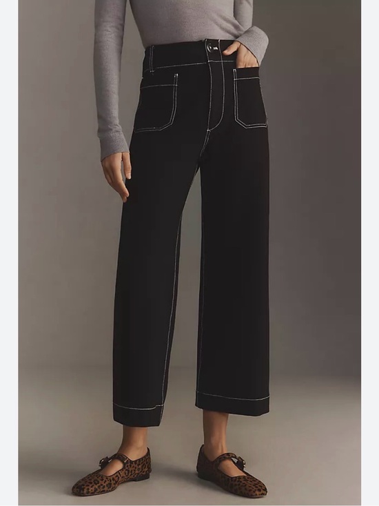 Maeve Pants - Maeve Anthropologie black Ponte the Colette stretch wide leg cropped pant 25 0
